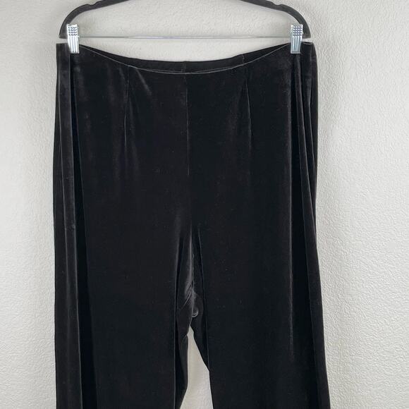 Vintage Maggie Sweet Black Elastic Waist Velvet Pull On Stretch Pants Plus 1X - Picture 4 of 11